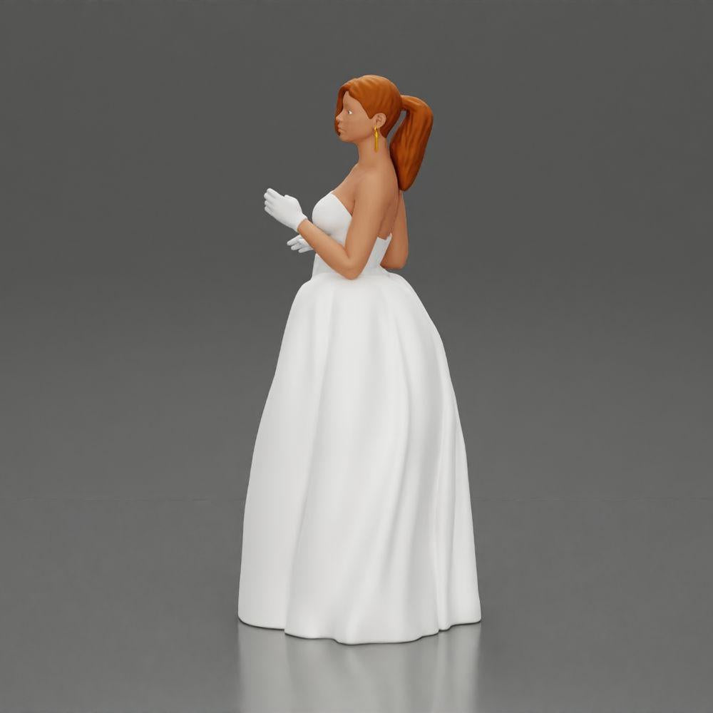 Diorama model building product photo 14: Diorama figure: miniature bride in a floor-length white dress with bouquet (Ref No. A132)