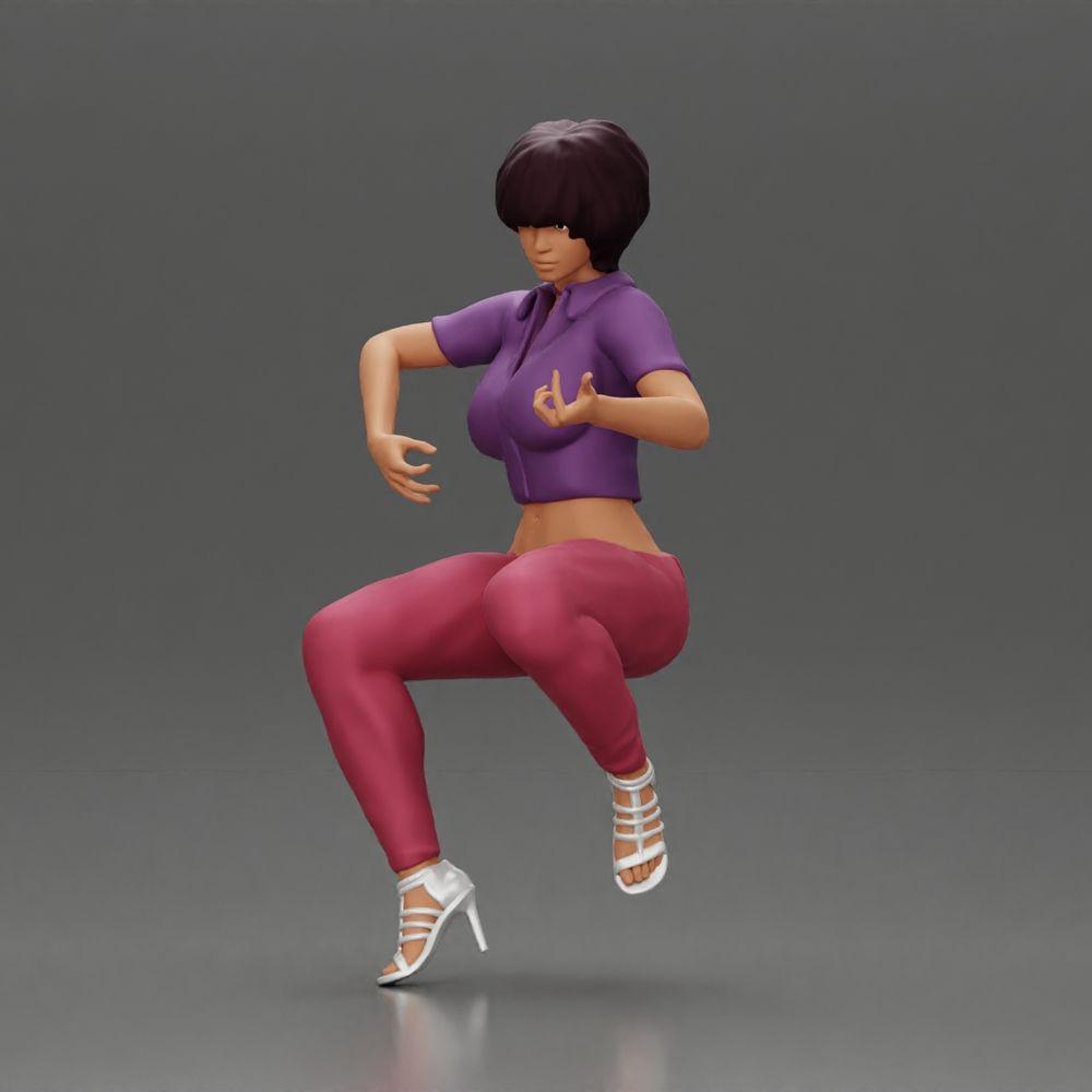 Diorama model building product photo 14: miniature: woman with short hair playing acoustic guitar necklace, strappy sandals (Ref No. A128)