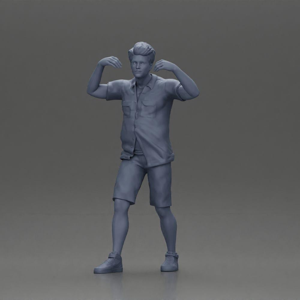 Diorama model building product photo 13: miniature figure: man in shorts carrying girlfriend on shoulders, posing couple (Ref No. A76)