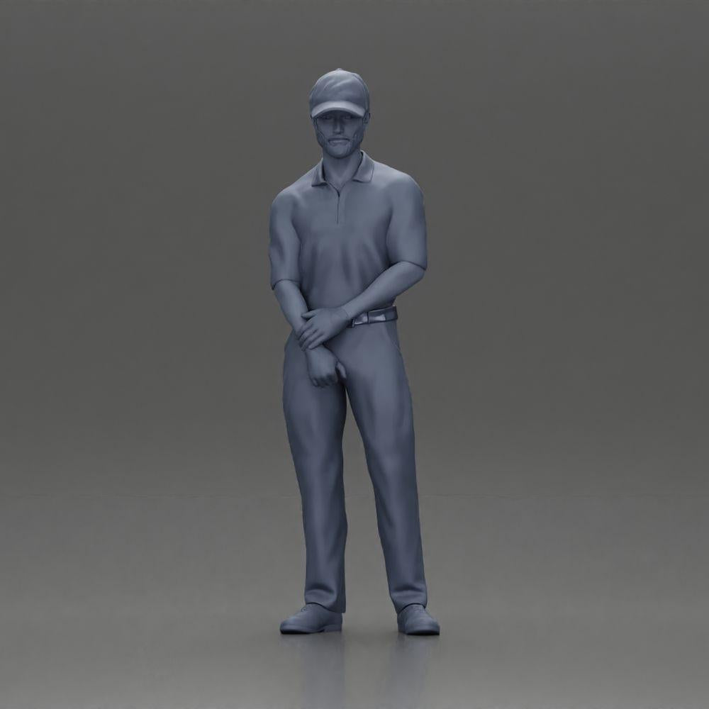 Diorama model building product photo 18: Diorama figure: miniature golfer standing with cap, glove, and golf club - diorama figure (Ref No. A143)
