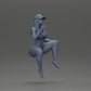 Diorama model building product photo 6: Diorama figure: Sitting female miniature, blue top & shorts, cap, barefoot - relaxed pose (Ref No. A133)