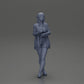 Diorama model building product photo 15: Female diorama figure in open cardigan and shorts with umbrella (Ref No. A92)