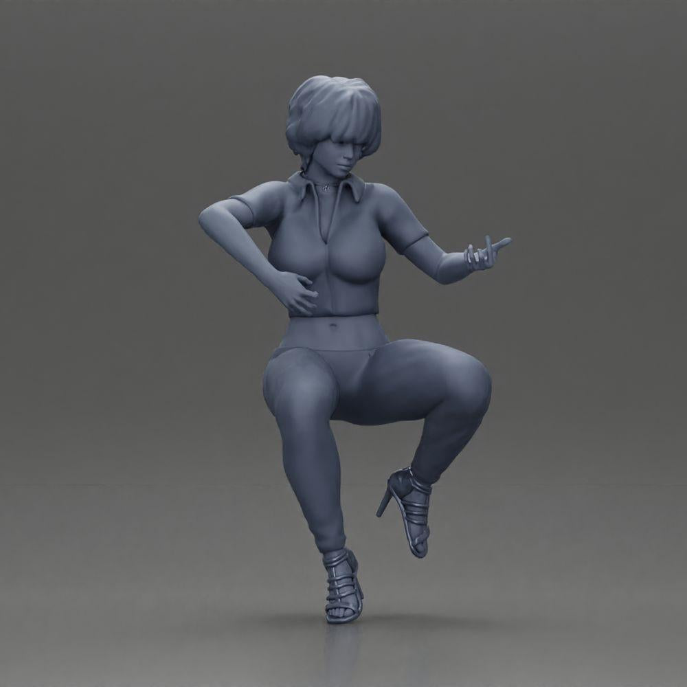 Diorama model building product photo 15: miniature: woman with short hair playing acoustic guitar necklace, strappy sandals (Ref No. A128)