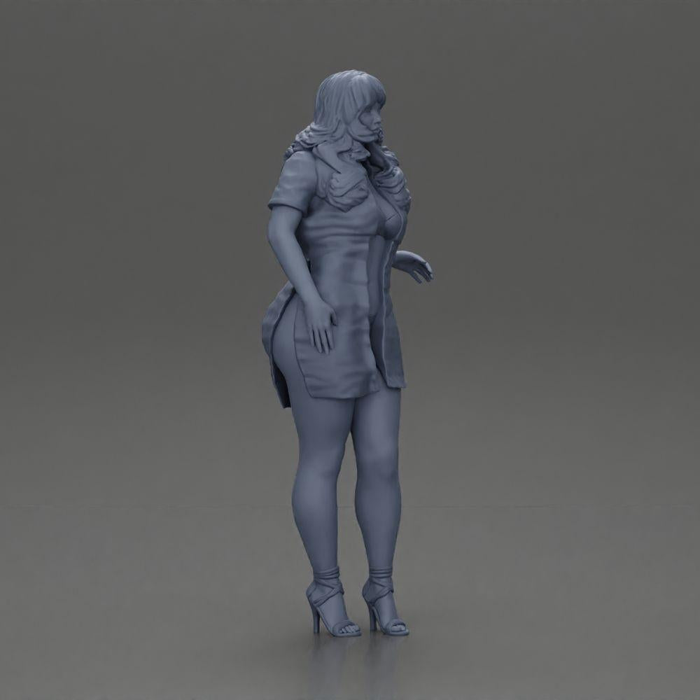 Diorama model building product photo 7: Diorama miniature: Woman in a long red shirt dress, white accents, high sandals (Ref No. A126)