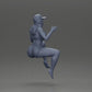 Diorama model building product photo 7: Diorama figure: Sitting female miniature, blue top & shorts, cap, barefoot - relaxed pose (Ref No. A133)