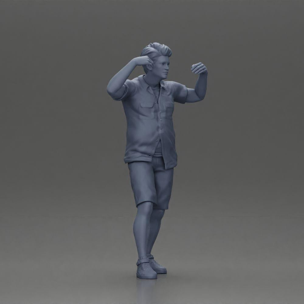 Diorama model building product photo 7: Diorama miniature: Man in shirt and shorts carries woman on shoulders (Ref No. A81)