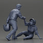 Diorama model building product photo 15: miniature diorama: man helps fallen biker, holds motorcycle helmet (Ref No. A91)