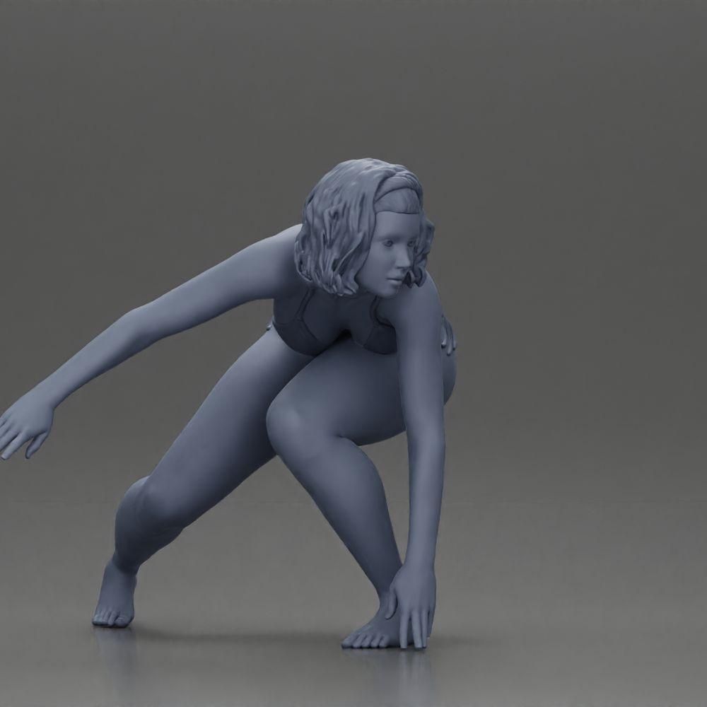 Diorama model building product photo 19: Diorama miniature: Surfer girl kneeling in a bikini on a surfboard, single (Ref No. A119)
