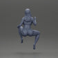 Diorama model building product photo 8: Diorama figure: Sitting female miniature, blue top & shorts, cap, barefoot - relaxed pose (Ref No. A133)