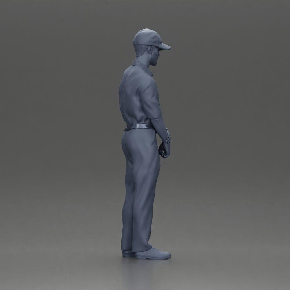 Diorama model building product photo 19: Diorama figure: standing miniature golfer with cap, glove, and golf club - diorama figure (Ref No. A143)