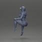 Diorama model building product photo 9: Diorama figure: Sitting female miniature, blue top & shorts, cap, barefoot - relaxed pose (Ref No. A133)