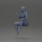 Diorama model building product photo 10: Diorama figure: Sitting female miniature, blue top & shorts, cap, barefoot - relaxed pose (Ref No. A133)