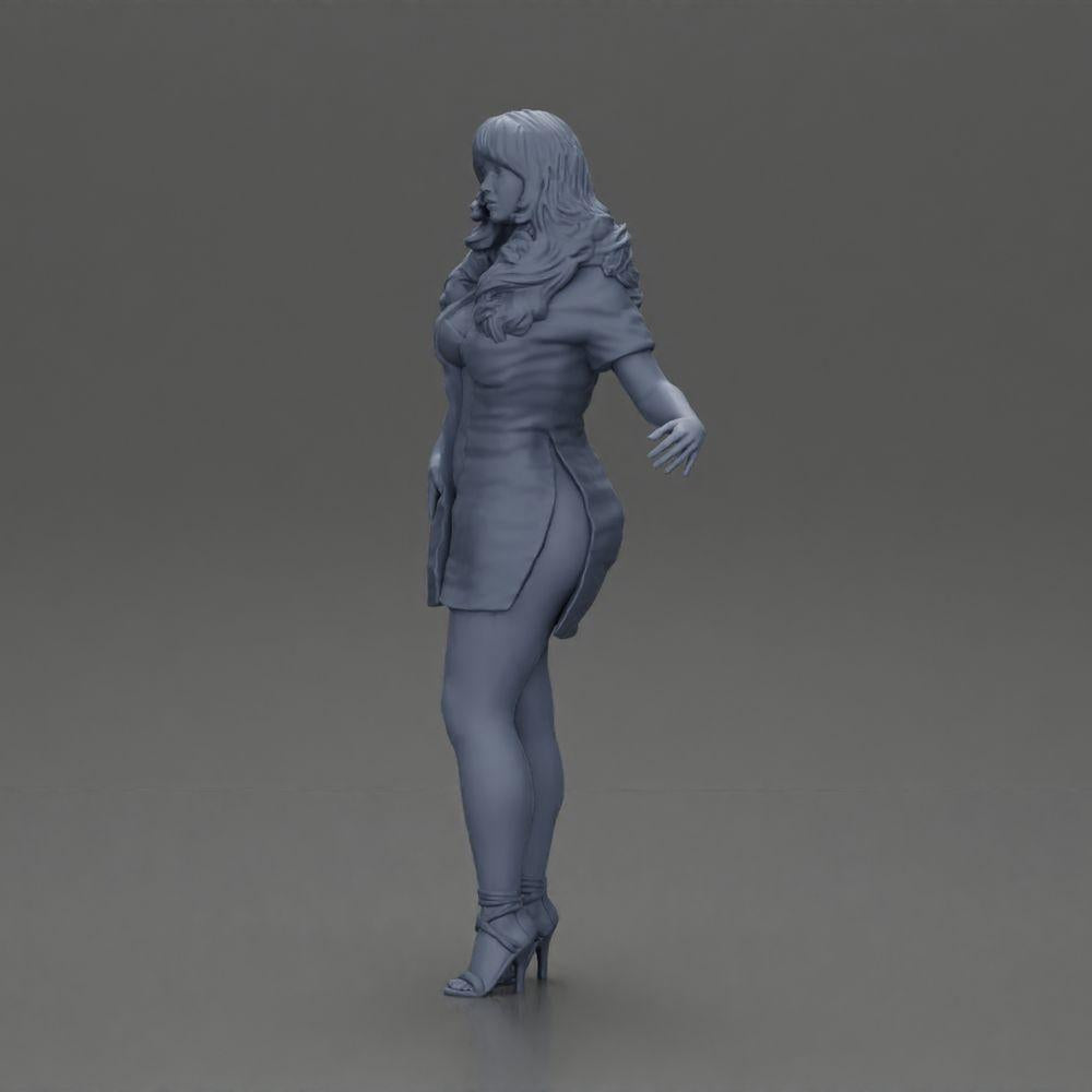 Diorama model building product photo 11: Diorama miniature: Woman in a long red shirt dress, white accents, high sandals (Ref No. A126)
