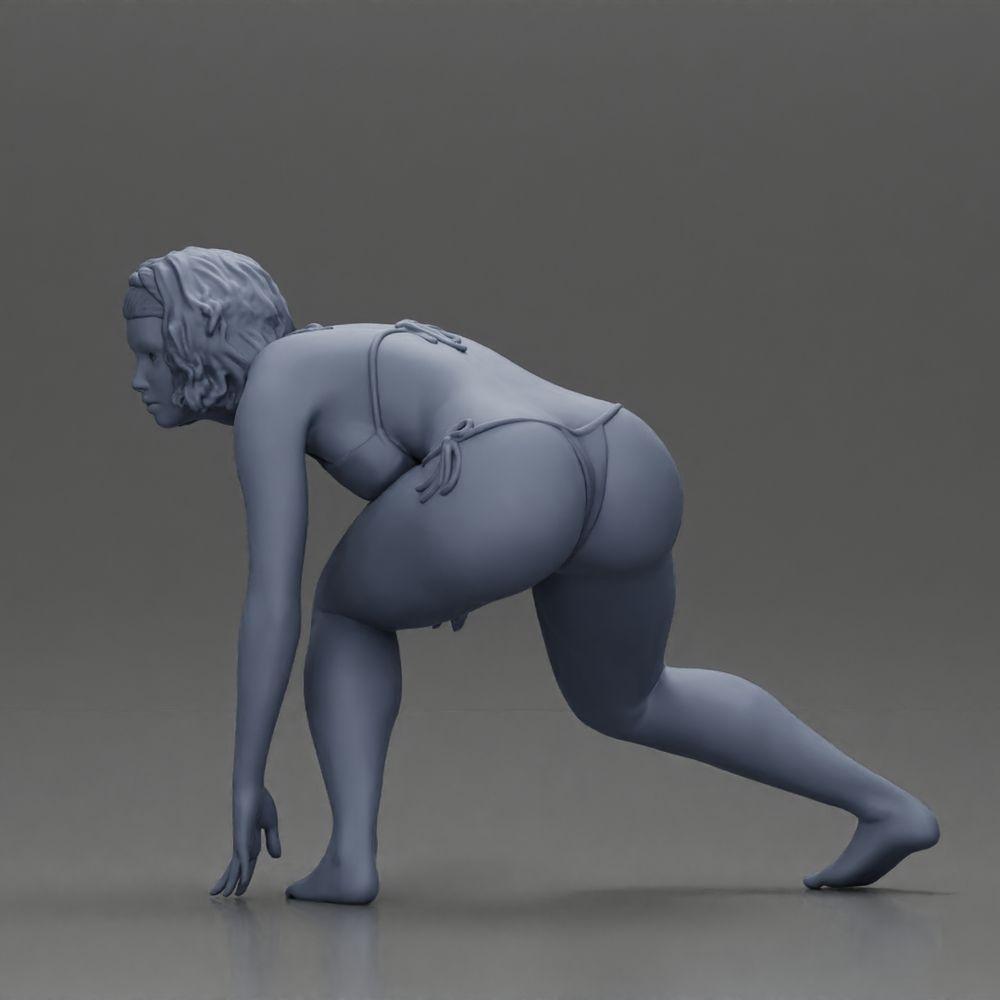 Diorama model building product photo 23: Diorama miniature: Surfer girl kneeling in bikini on surfboard, single (Ref No. A119)