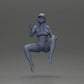 Diorama model building product photo 11: Diorama figure: Sitting female miniature, blue top & shorts, cap, barefoot - relaxed pose (Ref No. A133)