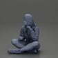 Diorama model building product photo 20: Diorama miniature: Sitting woman in jacket and shorts with open umbrella (Ref No. A85)