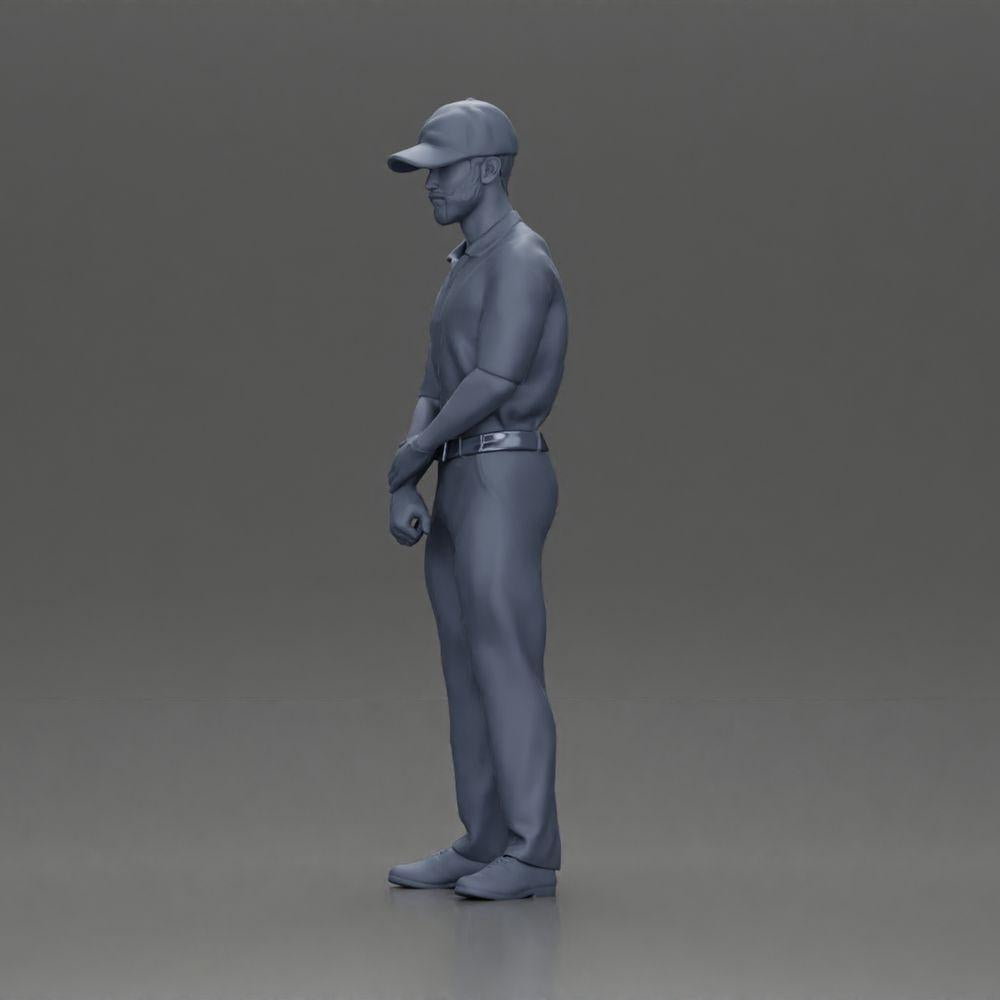 Diorama model building product photo 20: Diorama figure: standing miniature golfer with cap, glove, and golf club - diorama figure (Ref No. A143)