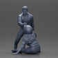 Diorama model building product photo 19: miniature diorama: man helps fallen biker, holds motorcycle helmet (Ref No. A91)