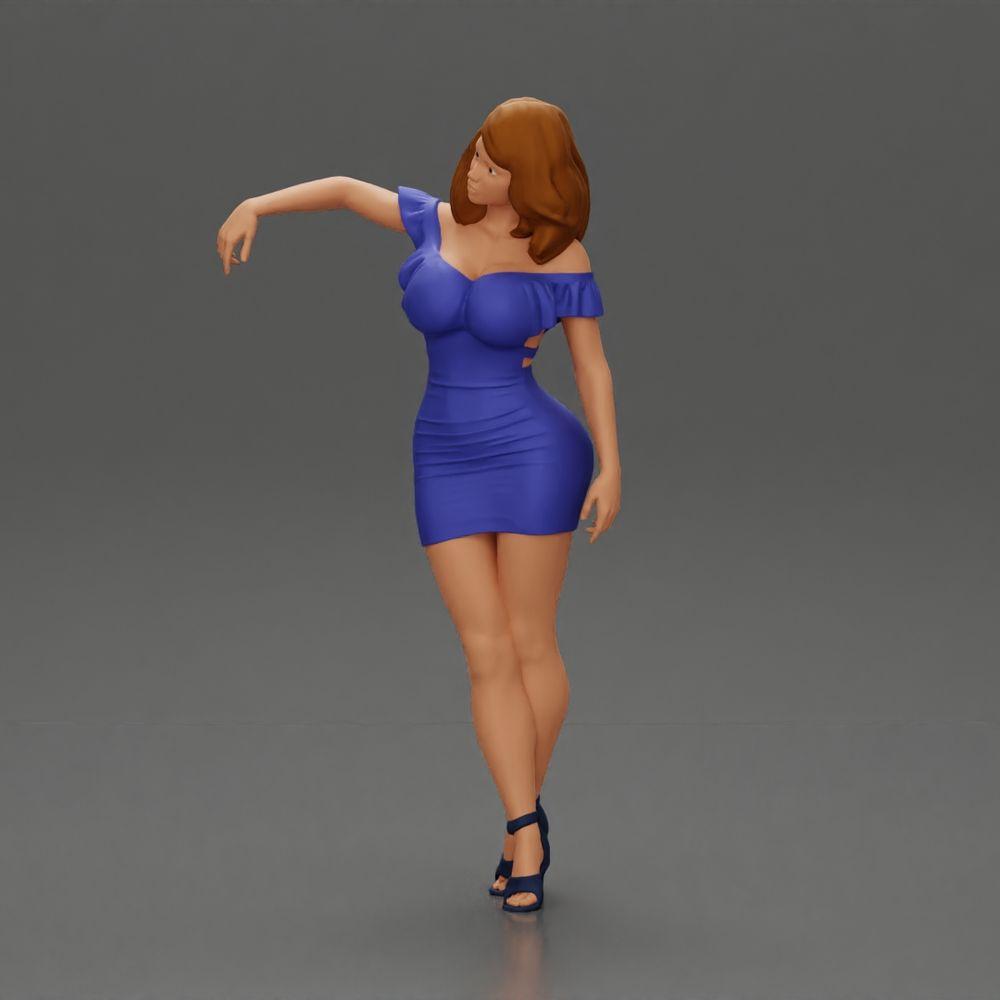 Diorama model building product photo 0: Diorama figure: Diorama miniature - figure in blue dress & high heels in elegant pose (Ref No. A127)