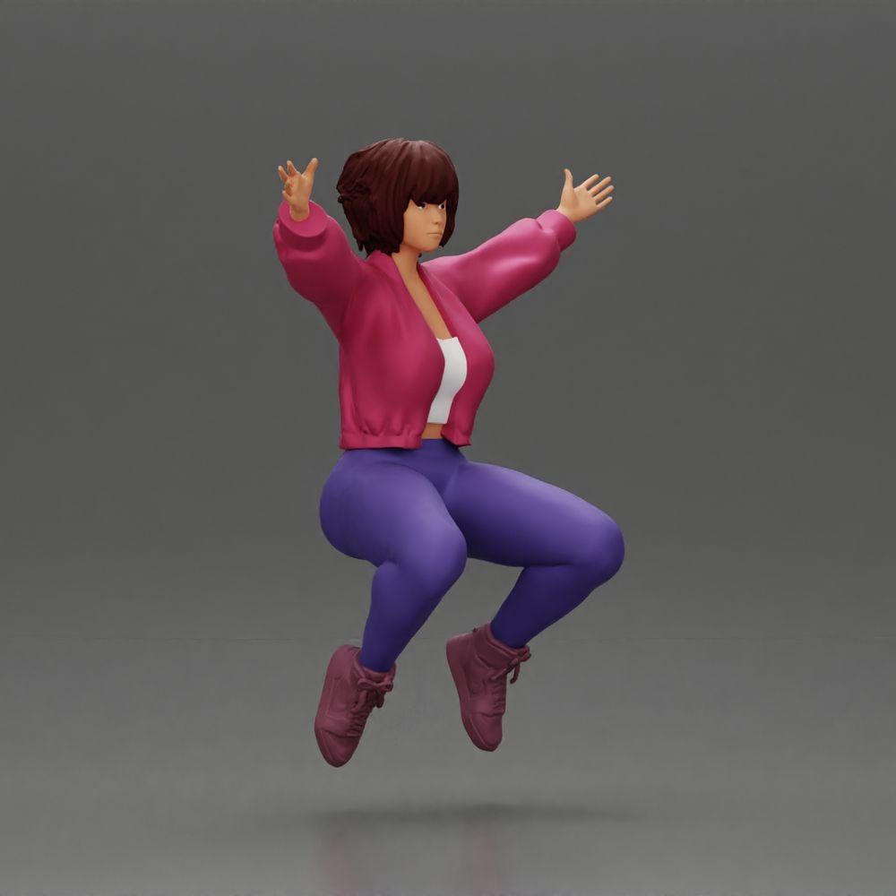 Diorama model building product photo 1: miniature figure - sitting girl with outstretched arms, sportswear (Ref No. A80)