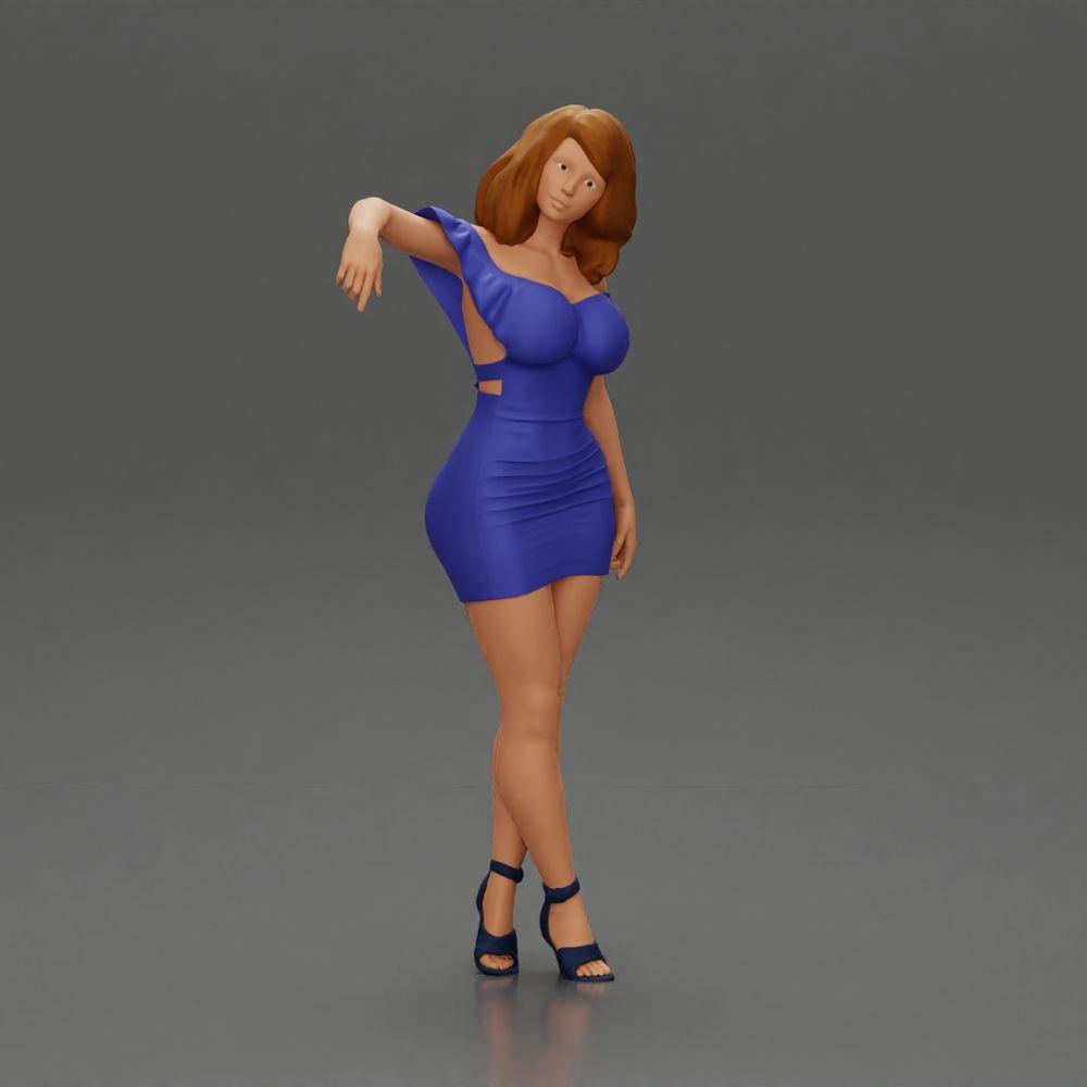 Diorama model building product photo 1: Diorama figure: Diorama miniature - figure in blue dress & high heels in elegant pose (Ref No. A127)