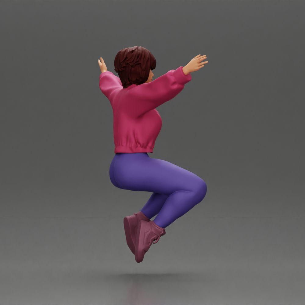 Diorama model building product photo 2: miniature figure - sitting girl with outstretched arms, sportswear (Ref No. A80)