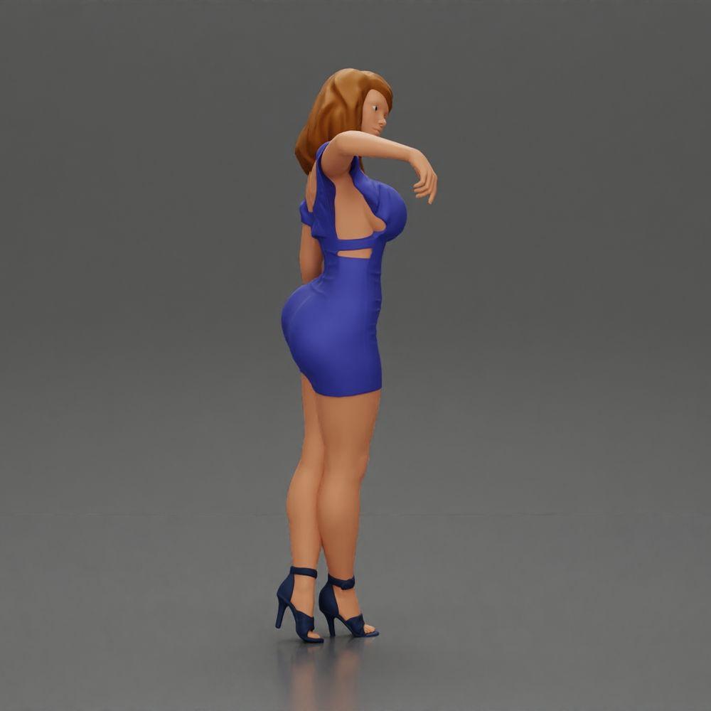 Diorama model building product photo 2: Diorama figure: Diorama miniature - figure in blue dress & high heels in elegant pose (Ref No. A127)