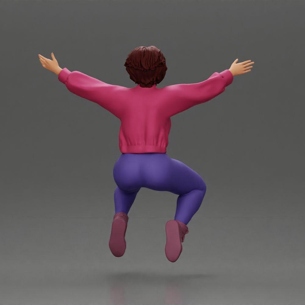 Diorama model building product photo 3: miniature figure - sitting girl with outstretched arms, sportswear (Ref No. A80)