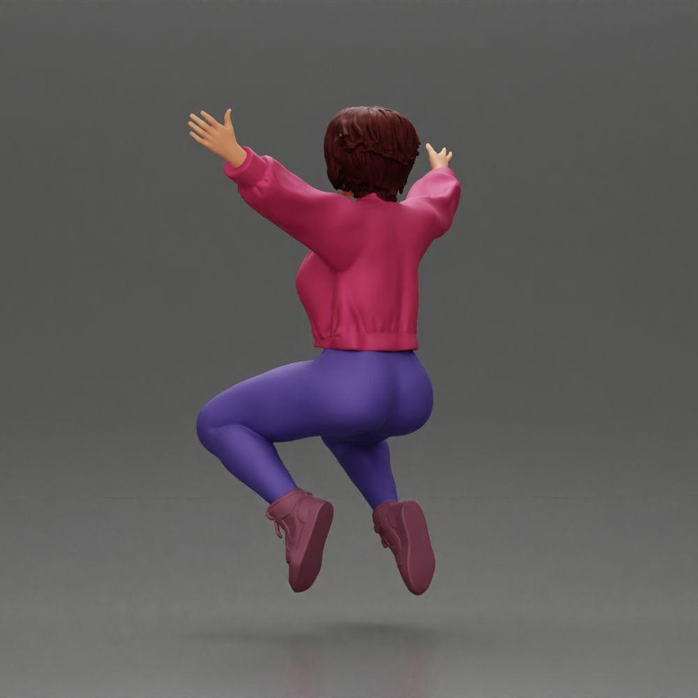 Diorama model building product photo 4: miniature figure - sitting girl with outstretched arms, sportswear (Ref No. A80)