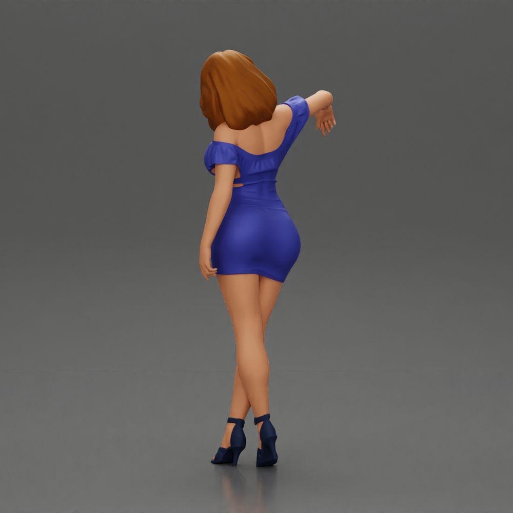 Diorama model building product photo 4: Diorama figure: Diorama miniature - figure in blue dress & high heels in elegant pose (Ref No. A127)