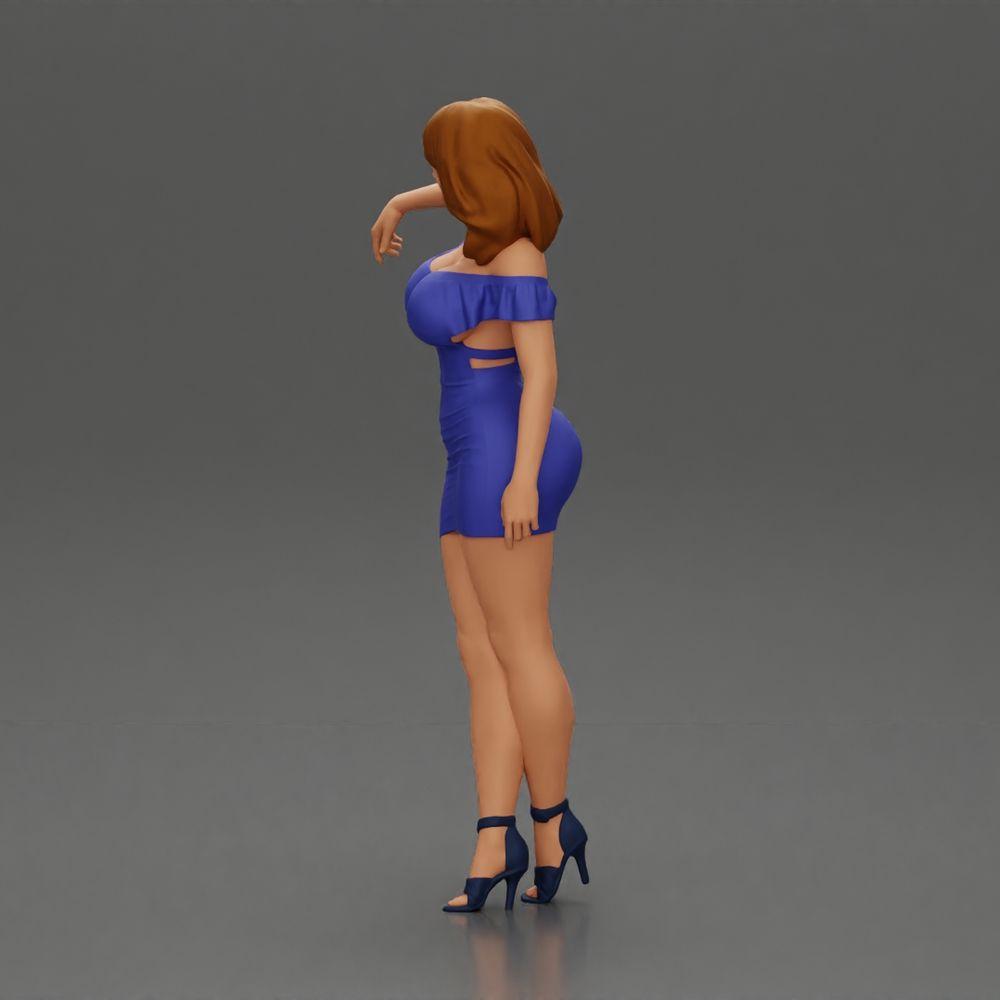 Diorama model building product photo 5: Diorama figure: Diorama miniature - figure in blue dress & high heels in elegant pose (Ref No. A127)