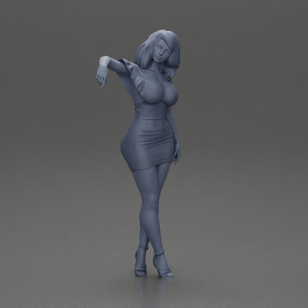 Diorama model building product photo 7: Diorama figure: Diorama miniature - figure in blue dress & high heels in elegant pose (Ref No. A127)