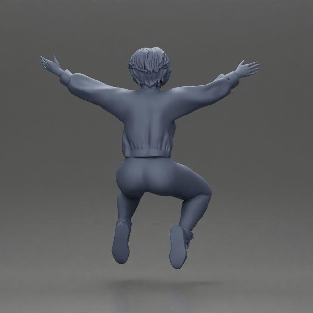 Diorama model building product photo 9: miniature figure - sitting girl with outstretched arms, sportswear (Ref No. A80)
