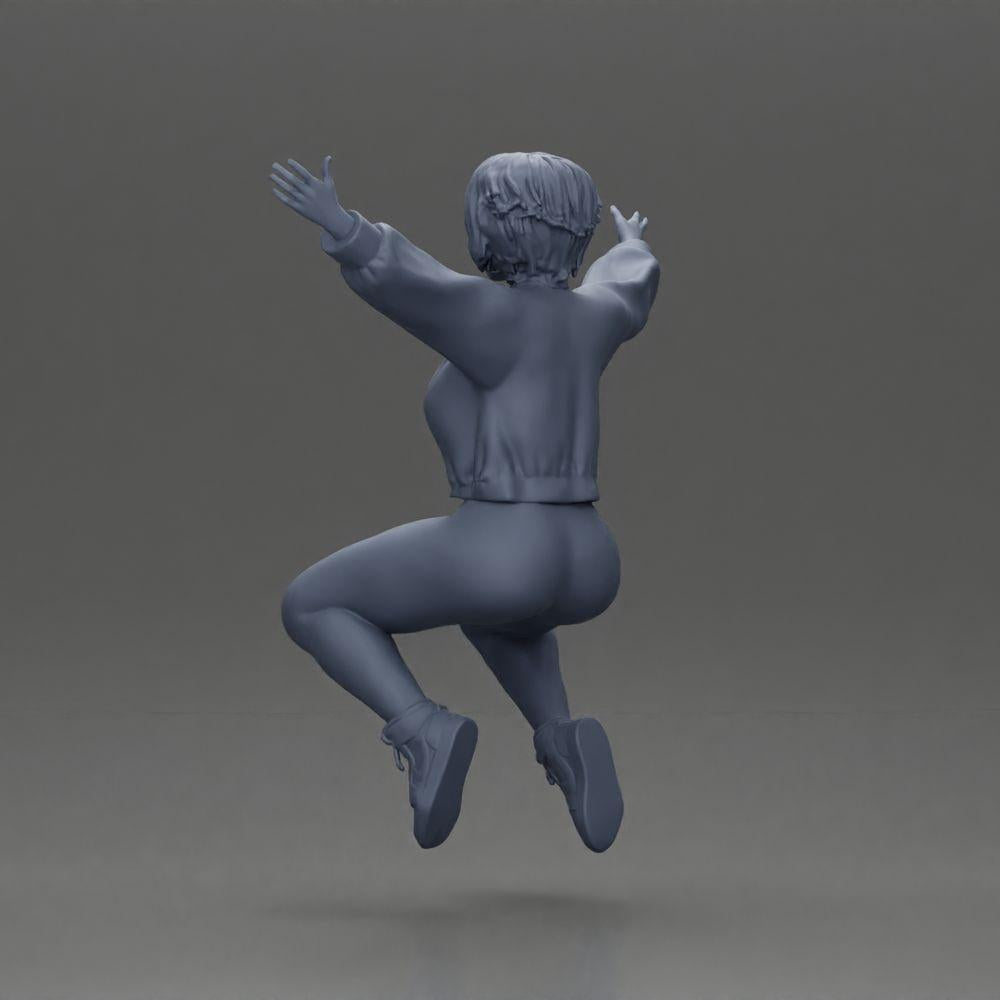 Diorama model building product photo 10: miniature figure - sitting girl with outstretched arms, sportswear (Ref No. A80)