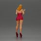 Diorama model building product photo 2: Diorama female figure: Elegant standing woman in a red dress with platform shoes (Ref No. A134)