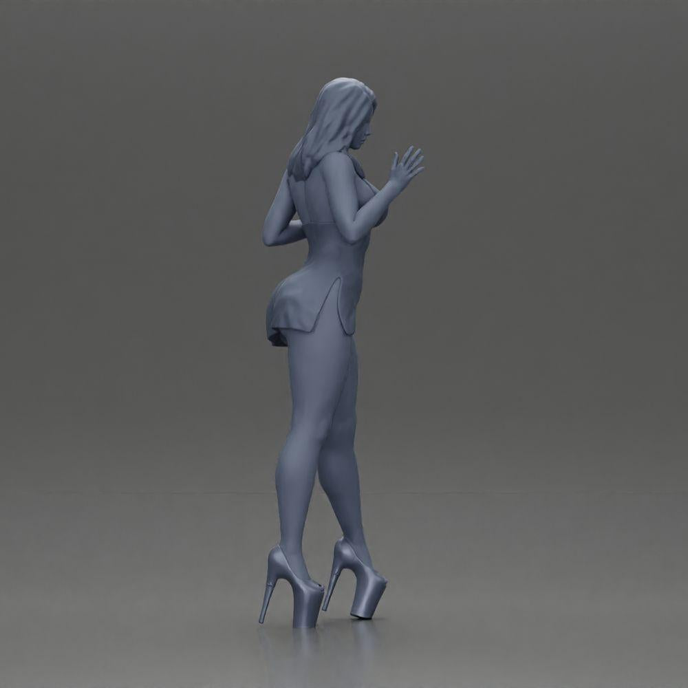Diorama model building product photo 7: Diorama female figure: Elegant standing woman in a red dress with platform shoes (Ref No. A134)