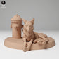 Produktfoto Tier Figur Diorama, Modellbau: 0: Wildtier Figur: Liegender Kojote (Ref 24_11_01)
