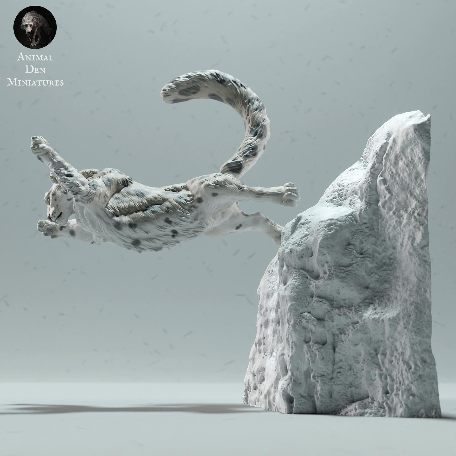 Product photo Animal Figure Diorama, Model Building: 0: Wild Animal Figure: leaping Snow Leopard (Ref 01_01_65)