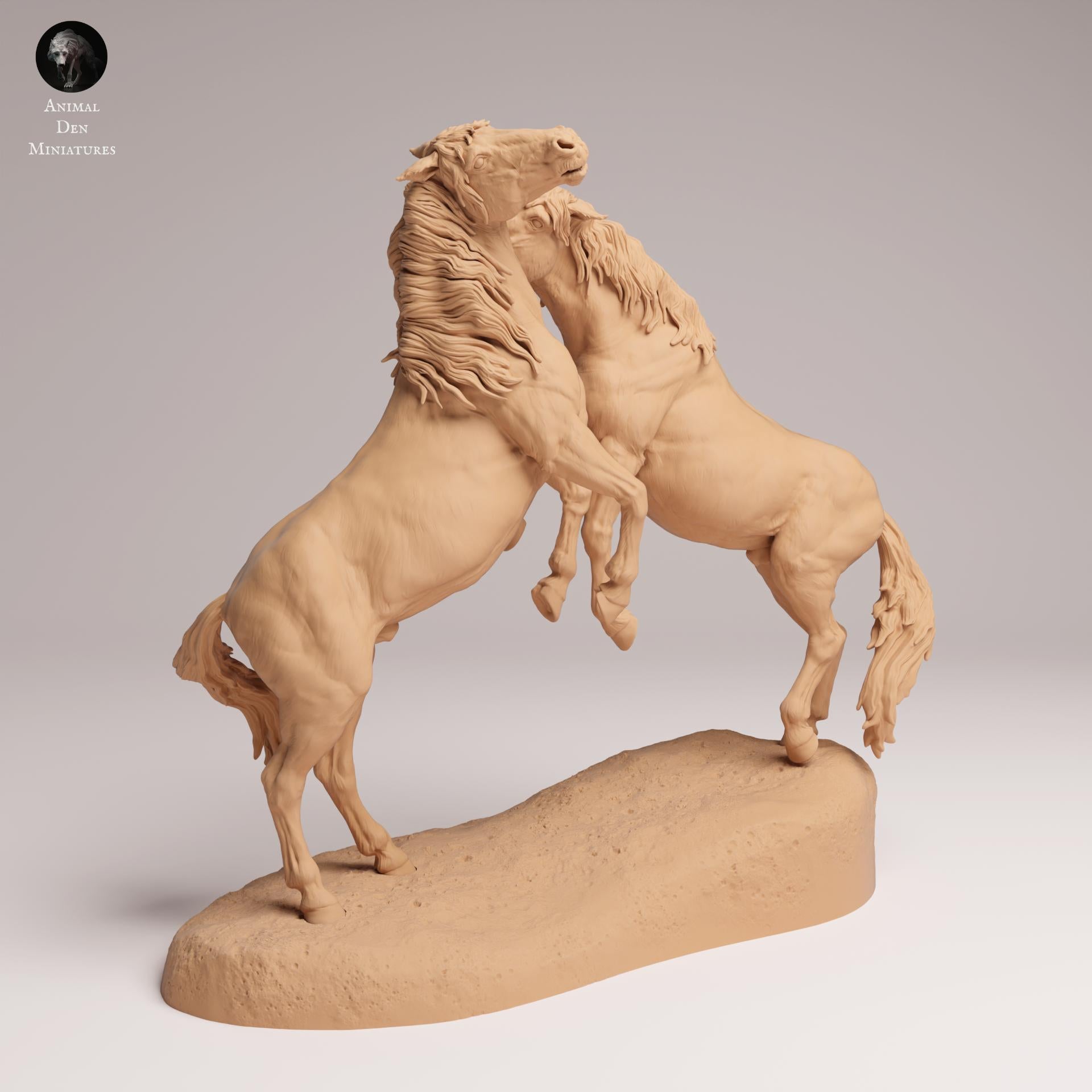 Product photo Animal Figure Diorama, Model Building: 0: Wild Animal Figures: Fighting Mustangs – Horses (Ref 25_09_03)