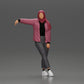 Diorama model building product photo 0: Diorama figure woman with headscarf and jacket, leaning against the car, arm outstretched (Ref No. A59)