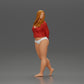 Diorama model building product photo 1: Female miniature figure for diorama, bikini & long sleeve shirt, hands behind (Ref No. A53)