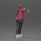 Diorama model building product photo 2: Diorama figure woman with headscarf and jacket, leaning against a car, arm extended (Ref No. A59)