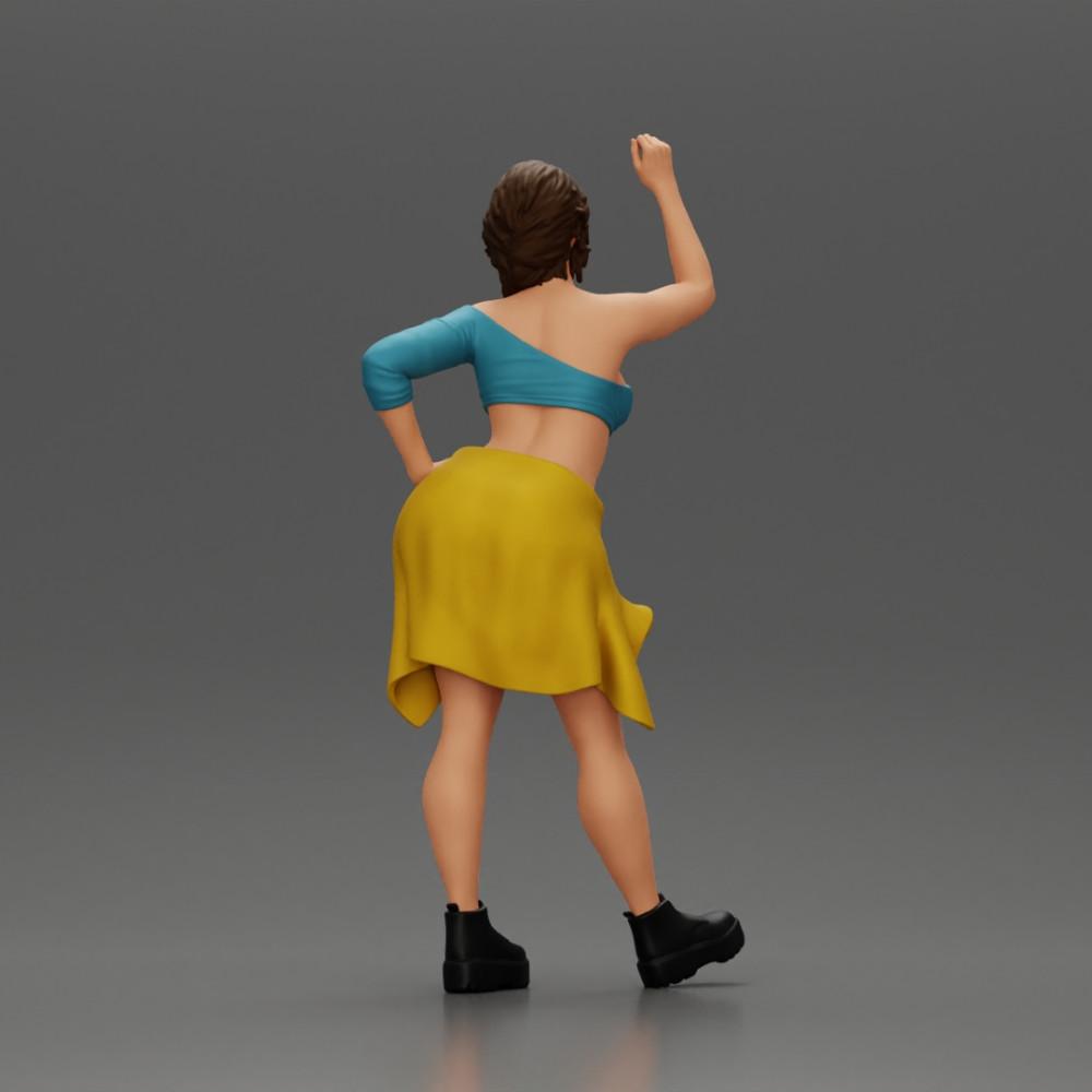 Diorama model building product photo 3: miniature figure: girl in top & shorts, shirt tied around waist, arm raised (Ref No. A56)