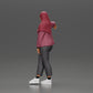 Diorama model building product photo 4: Diorama figure woman with headscarf and jacket, leaning against a car, arm extended (Ref No. A59)