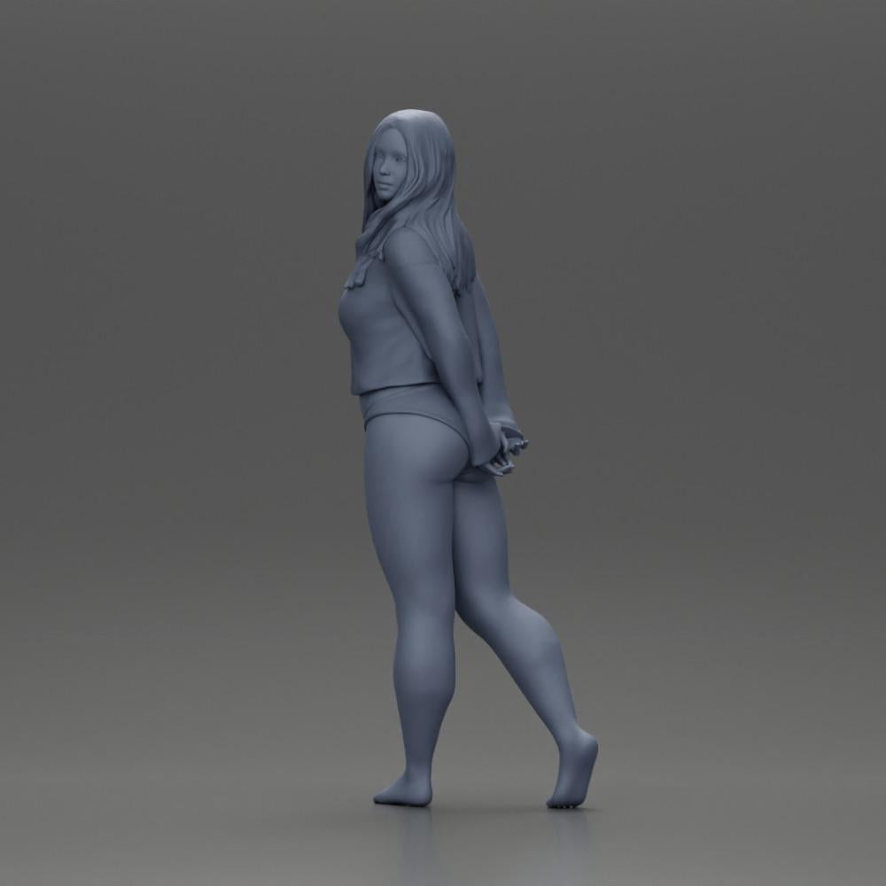 Diorama model building product photo 6: Female miniature figure for diorama, bikini & long-sleeve shirt, hands at the back (Ref No. A53)