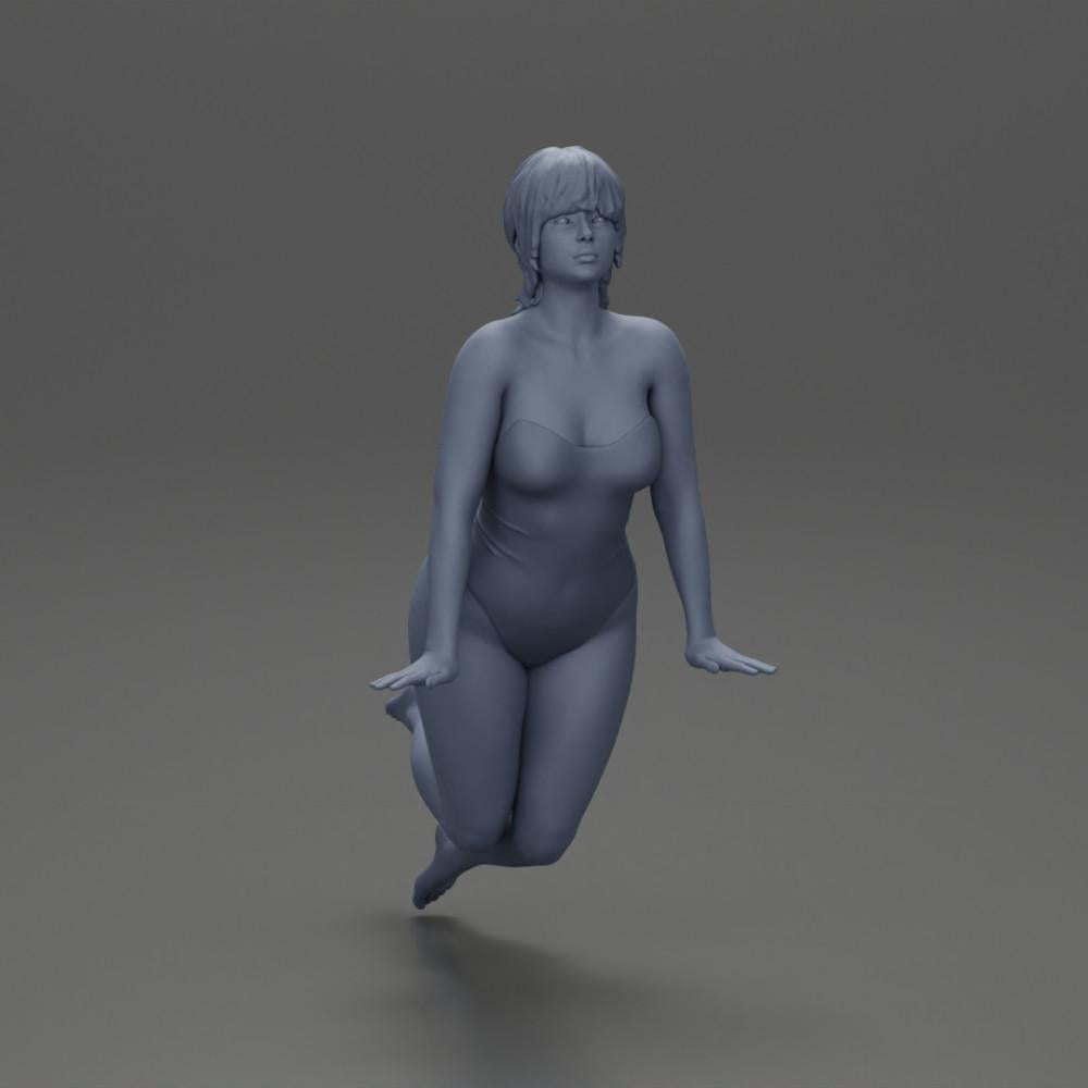 Diorama model building product photo 7: Diorama miniature: Woman in a one-piece swimsuit leaning forward at the poolside (Ref No. A55)