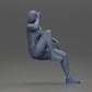Diorama model building product photo 8: miniature: seated young woman on chair, drawn leg, drinking from a cup (Ref No. A57)