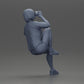 Diorama model building product photo 9: Miniature: Sitting young woman on chair, bent leg, drinking from a cup (Ref No. A57)