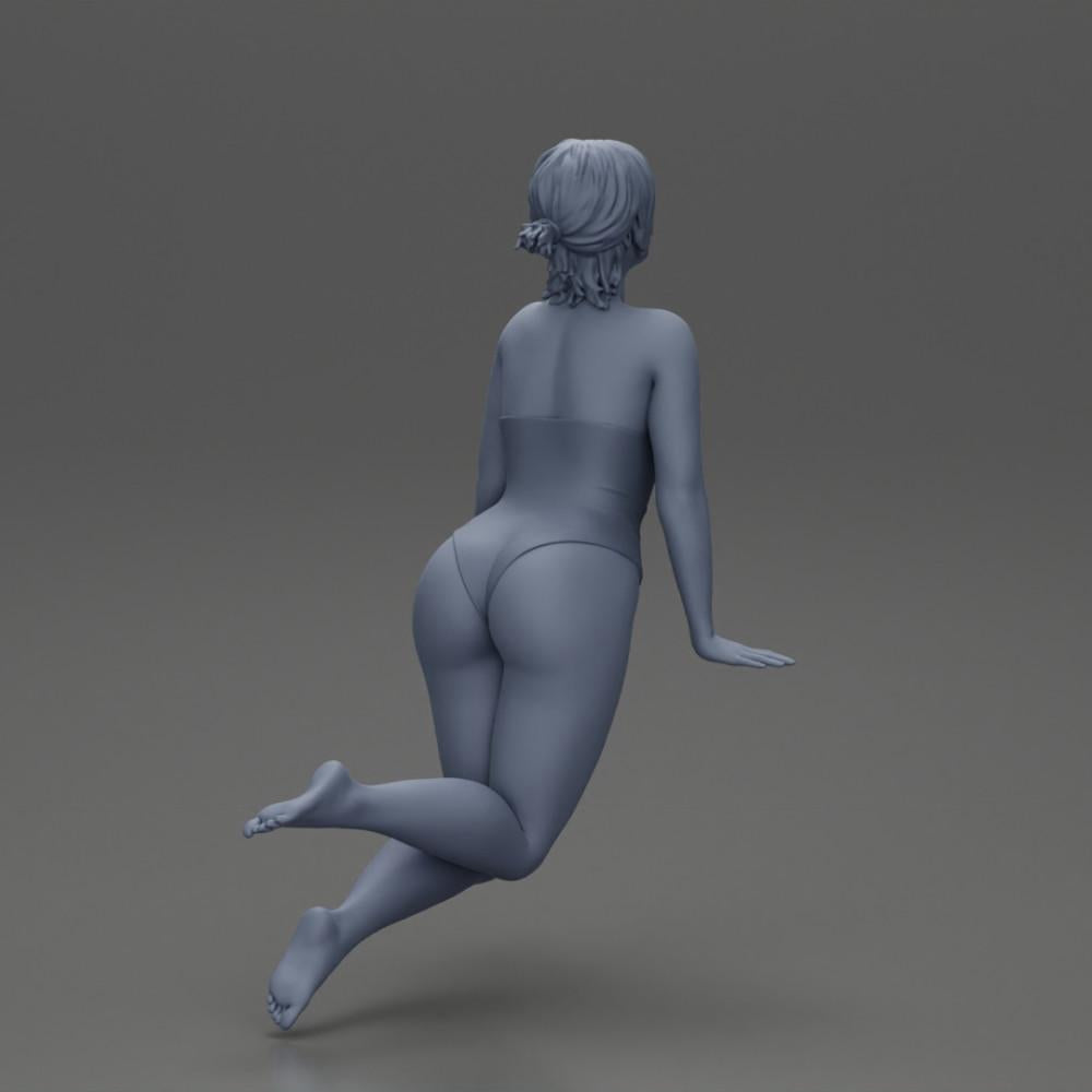 Diorama Model Building Product Photo 9: Diorama Miniature: Woman in a One-Piece Swimsuit Leaning Forward at the Poolside (Ref No. A55)