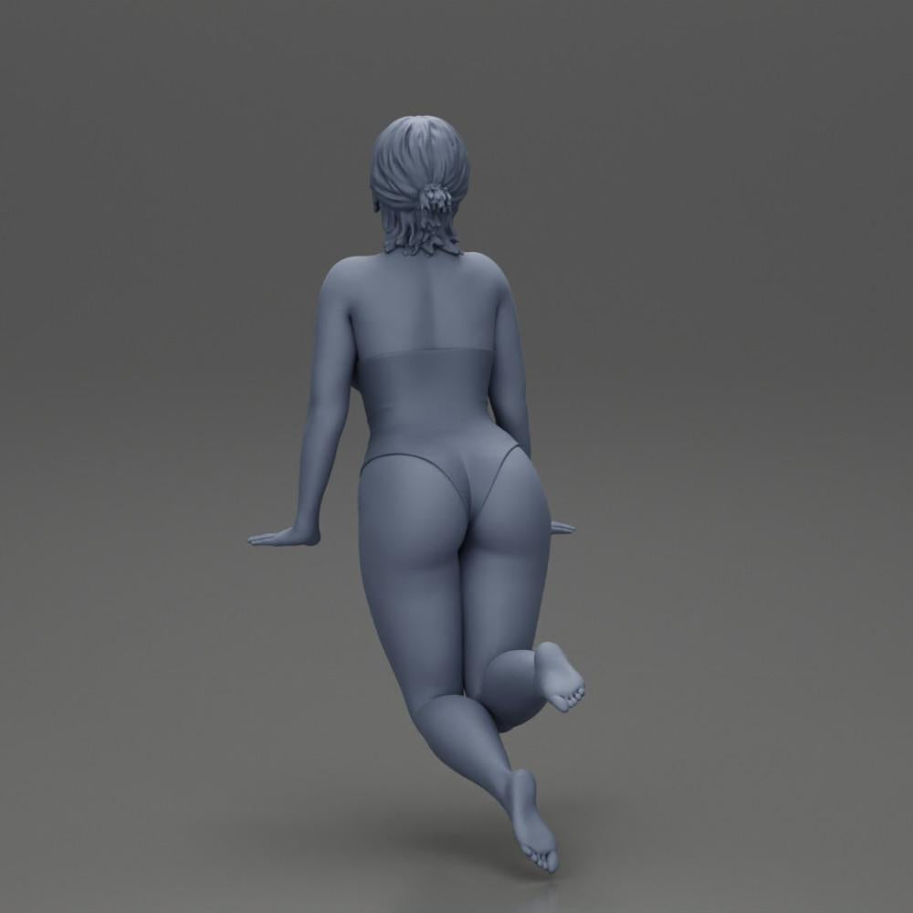 Diorama model building product photo 10: Diorama miniature: Woman in a one-piece swimsuit leaning forward at the pool's edge (Ref No. A55)